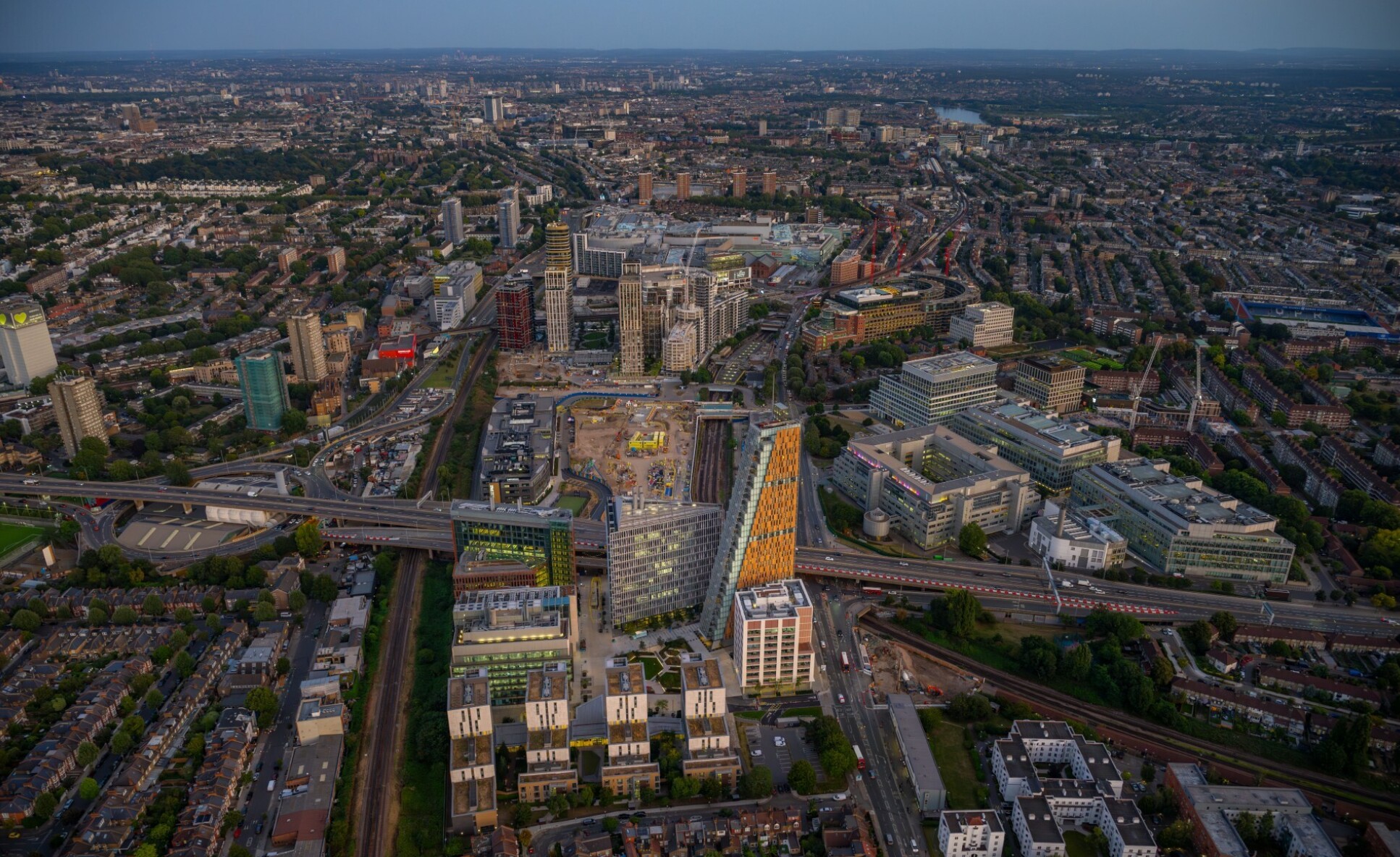 Aerial shot of Imperial's White City Deep Tech Campus.