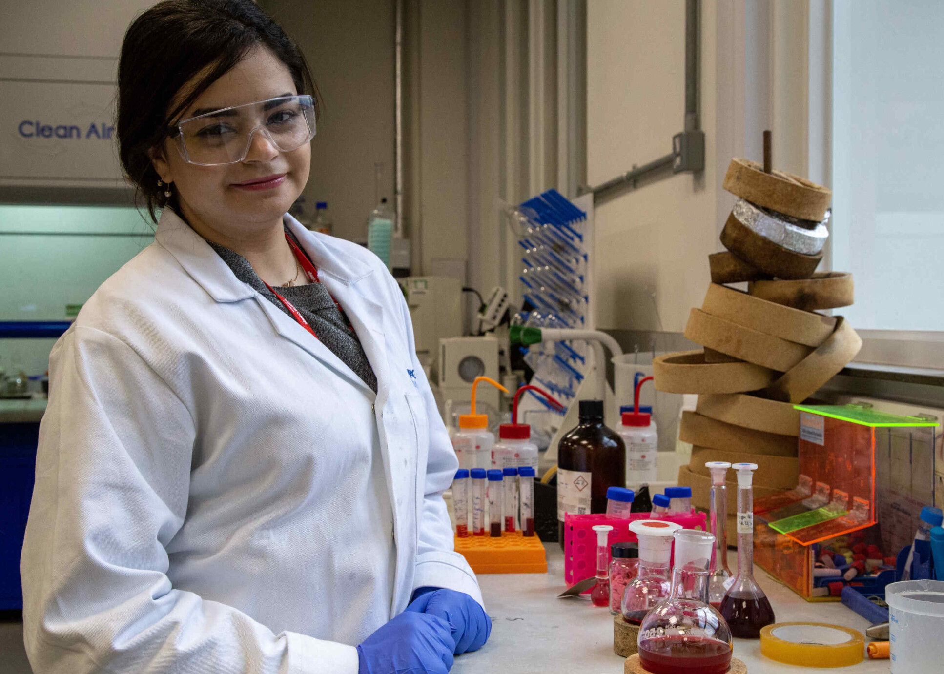 Dr Aida Rafat in the lab
