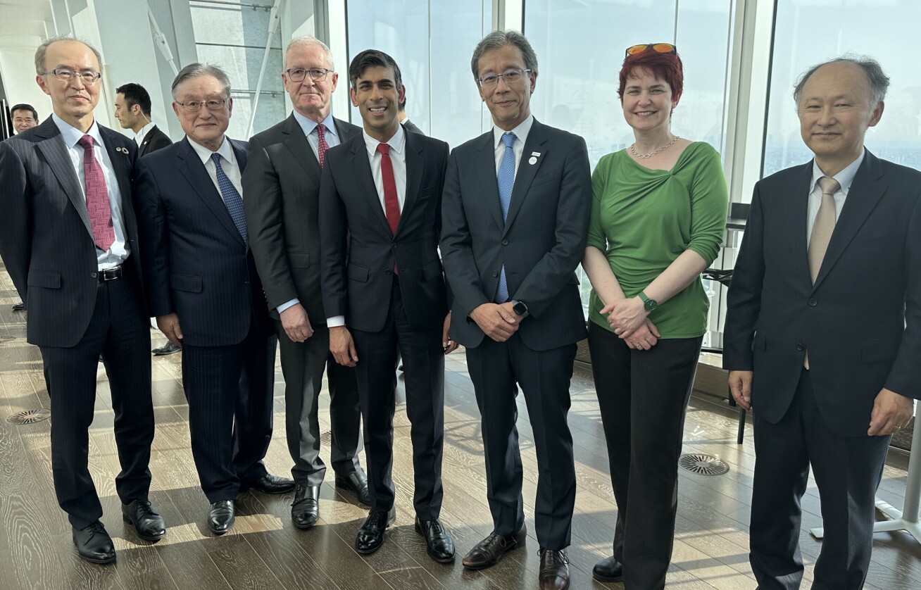 Prime Minister Rishi Sunak (fourth from left) announced the partnership alongside leaders from Imperial, UTokyo and Hitachi