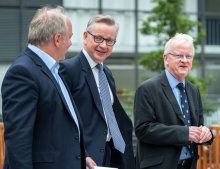 Environment Secretary Michael Gove with Vice Provost (Research and Enterprise) Nick Jennings and Provost James Stirling