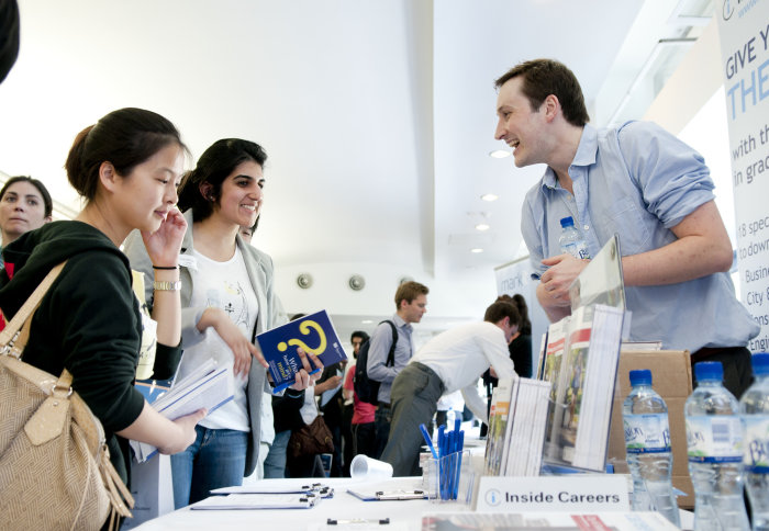 Students attending a fair