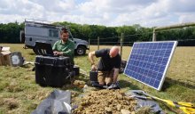 Stephen Hicks installing a seismometer