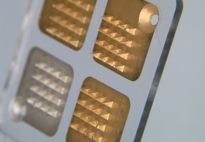 Close up of the microneedle sensors