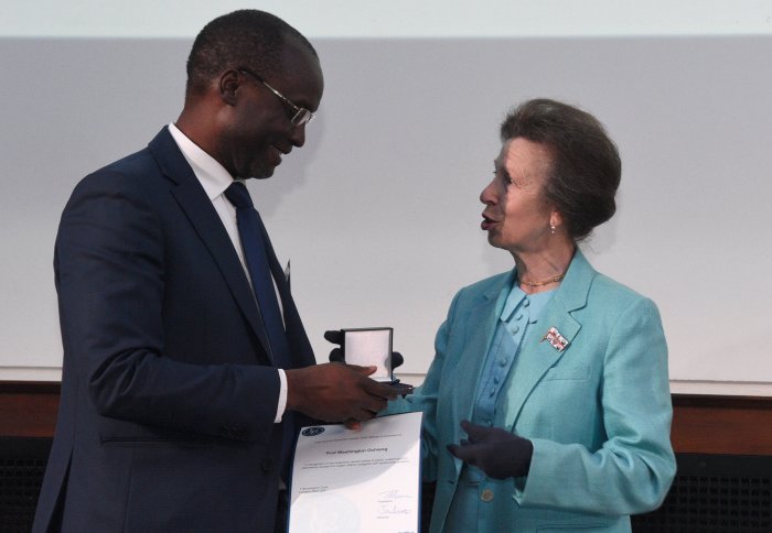 HRH Princess Anne presented Prof Ochieng's award