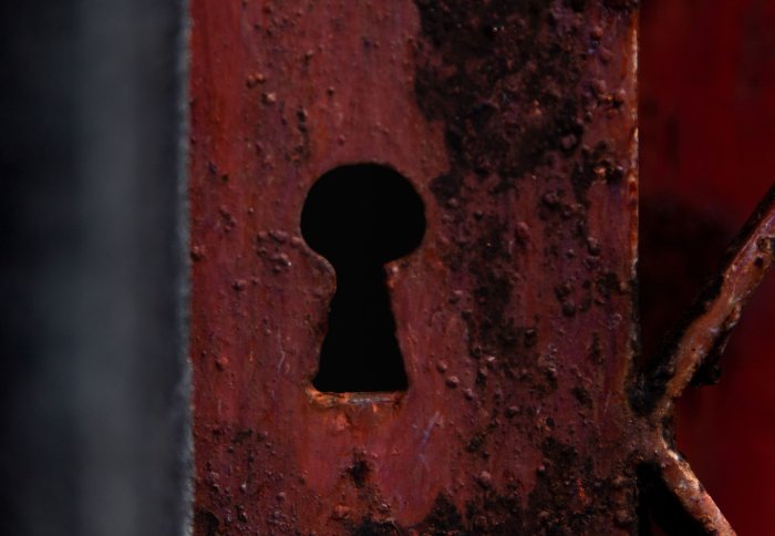 Close up of a rusted keyhole