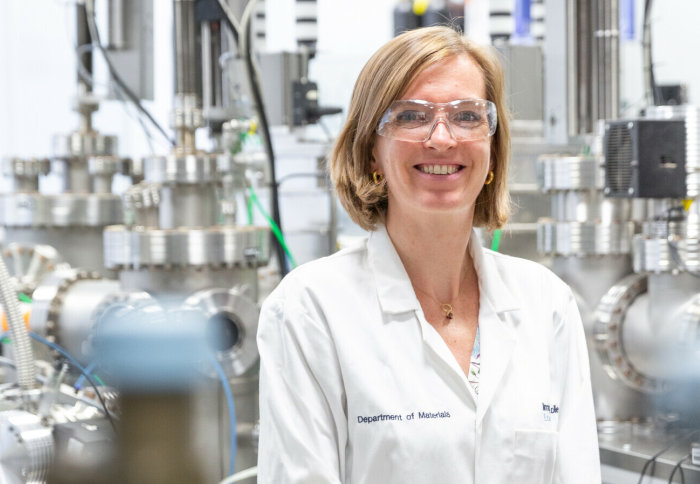 An image of Professor Sandrine Heutz in the laboratory