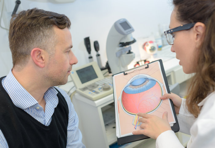 Man Glaucoma Consulting Ophtalmologist Examination
