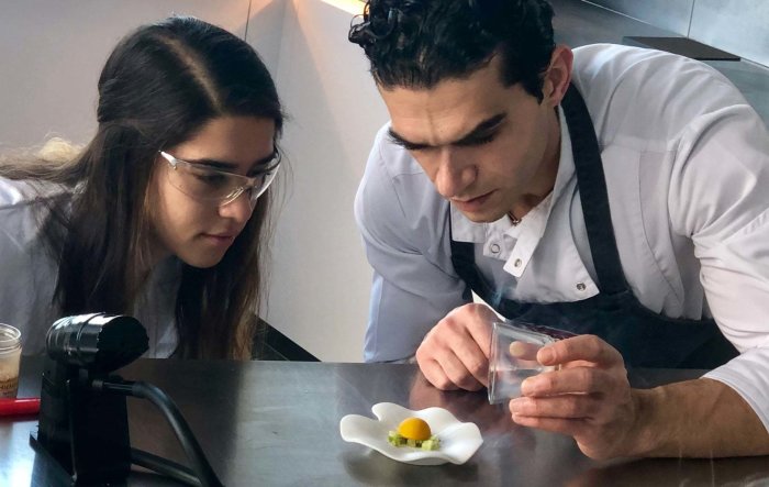 Imperial alumna Katerina Stavri (left) and chef Jozef Youssef (right)