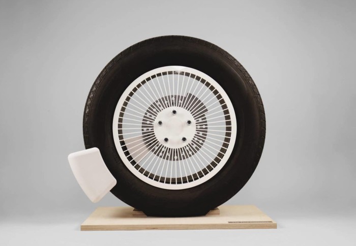 A tyre rigged with the Tyre Collective's device