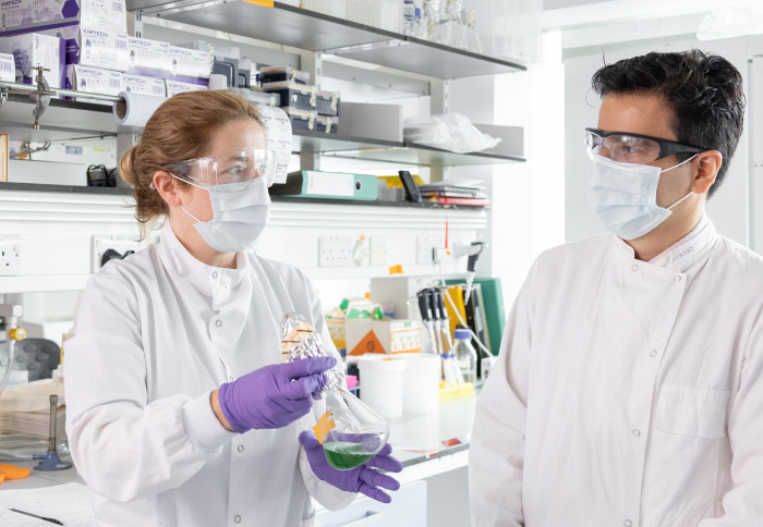 Two researchers working in a laboratory