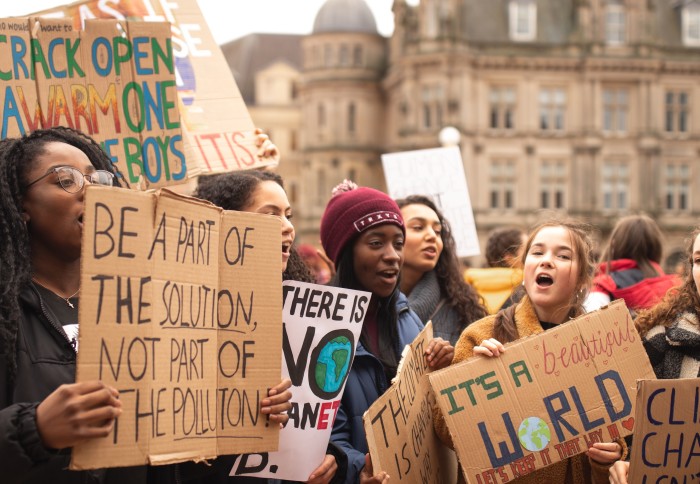 Image of young people protesting climate change.