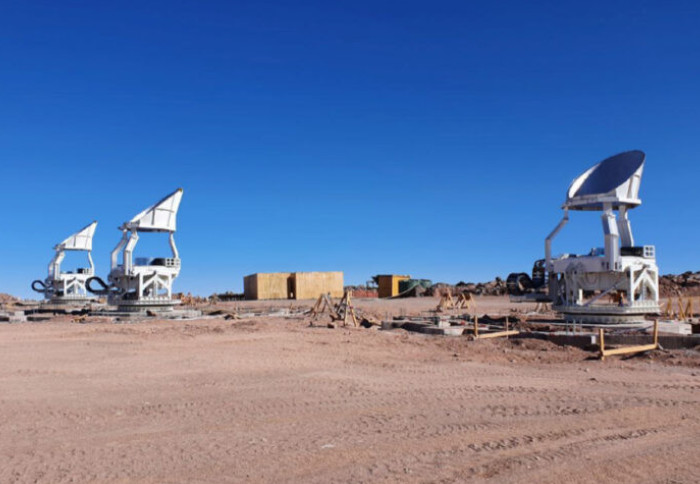 Small aperture telescope platforms at the Simons Observatory in Chile.
