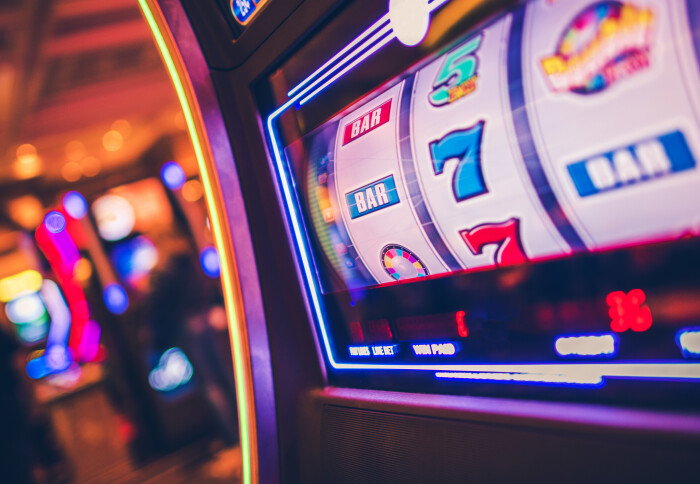 A slot machine in a casino