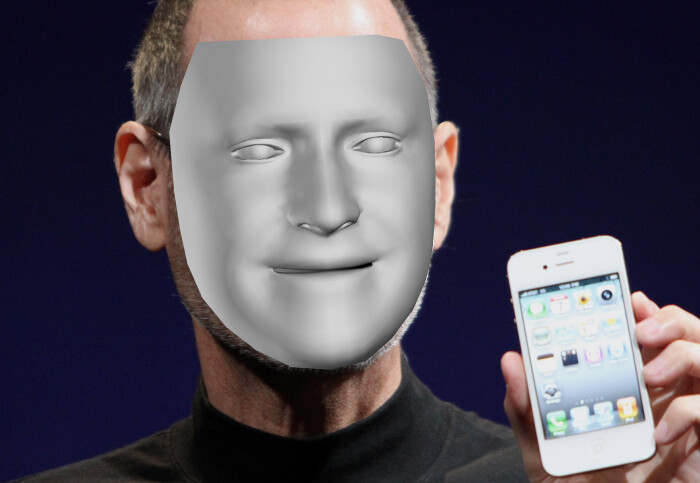 Steve Jobs with a digital mask