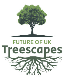 A green tree, below it text that reads 'Future of UK Treescapes', below that are the roots
