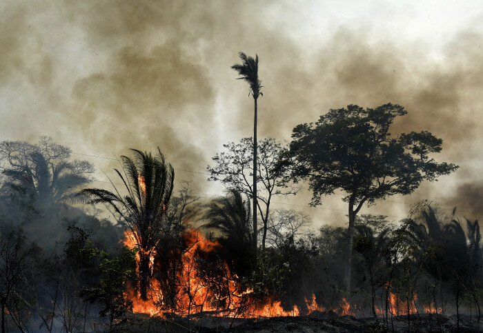 Wildfires burn in Bolivia, South America.