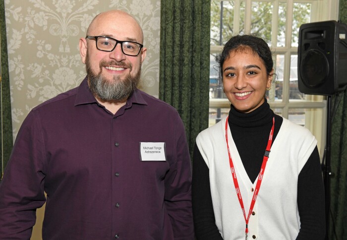 AstraZeneca’s Director of Global Graduate, PhD and Placement Programmes, R&D, Michael Tonge, and the current BMB student scholarship recipient, Varinder Kaur