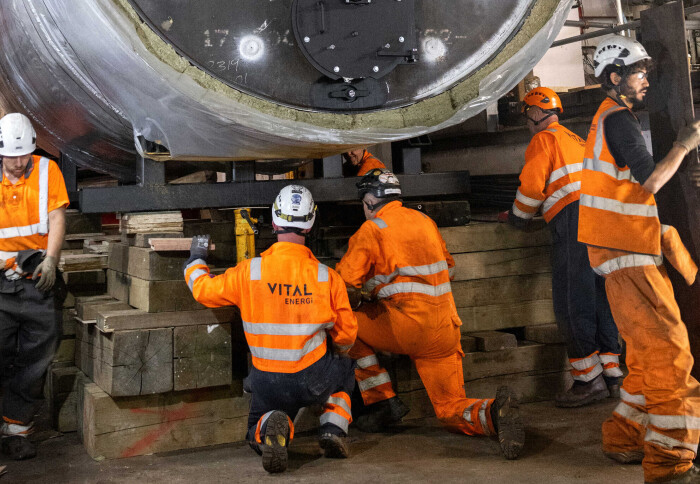 Contractors at work in the Energy centre