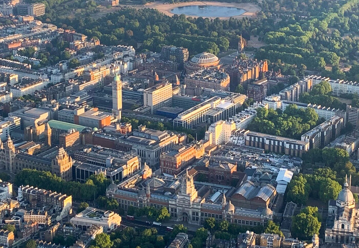 An aerial view of South Kensington campus