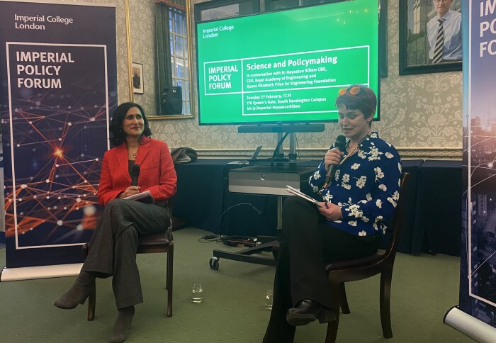 Professor Mary Ryan, Vice-Provost (Research and Enterprise) and Dr Hayaatun Sillem CBE, CEO of the Royal Academy of Engineering