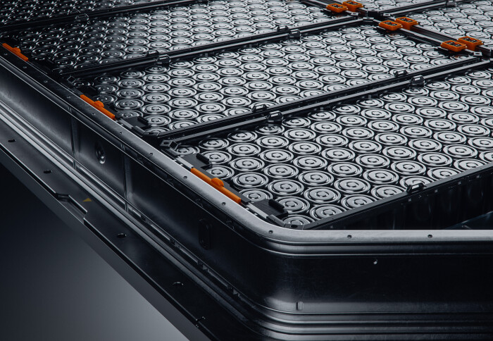 Close-up photo of EV battery pack