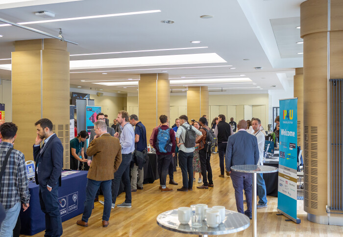 Students and employers at an event in the Queen's Tower Rooms