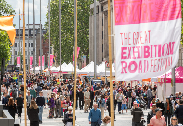 Exhibition Road filled with crowds during the Great Exhibition Road Festival