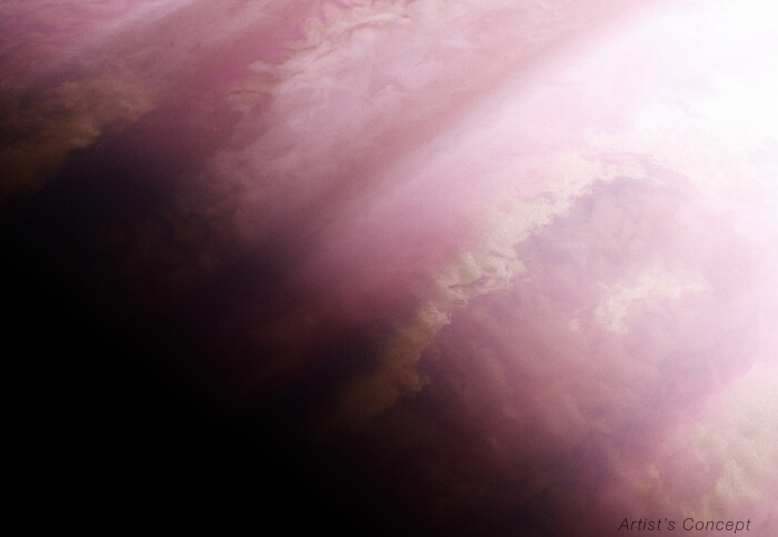 Artist's impression of the atmosphere on exoplanet WASP-39b