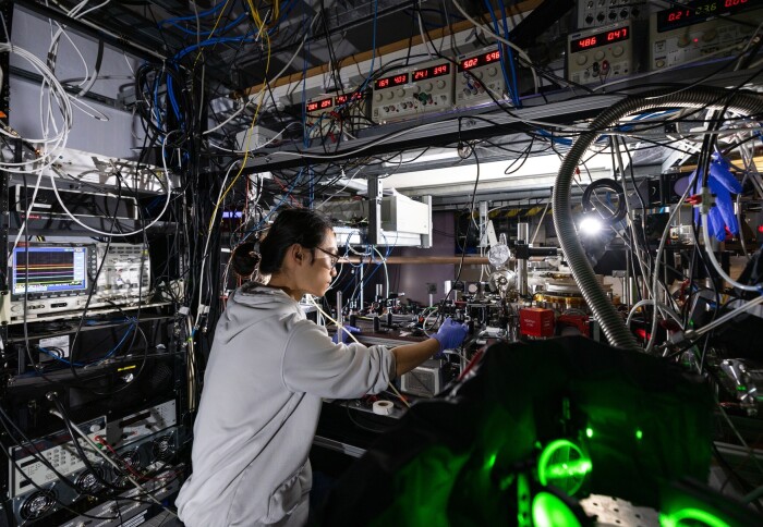 A researcher working in Imperial's Centre for Cold Matter.