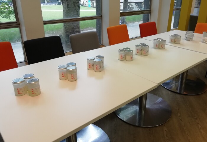 Yoghurts made by students during the Y12 Sutton Trust Summer School