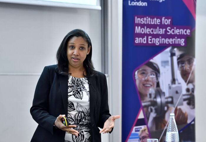 Prof. Kristala L.J. Prather presenting her research in the field of engineering biology during IMSE's Annual Lecture