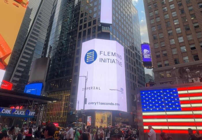 The Fleming Initiative highlights the threat of antibiotic-resistant infections in Times Square, New York, ahead of the UN General Assembly High-Level meeting on AMR. (Credit: Jack Cooper)