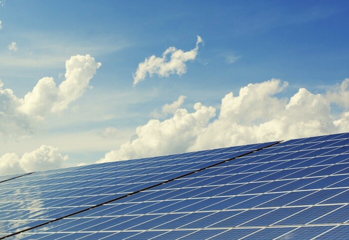 Solar panels on a bright sunny day