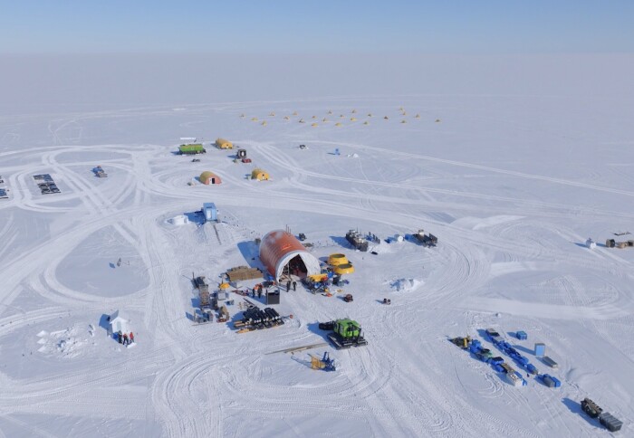 Aerial view of KIS3 camp. Credit: Anthony Powell