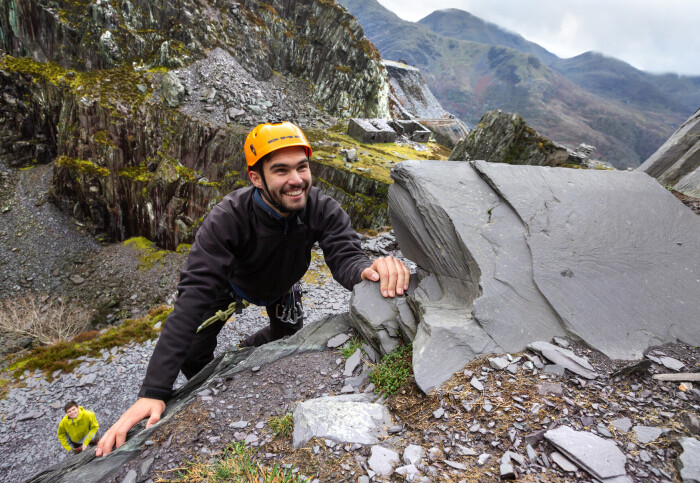 Students rock climbing