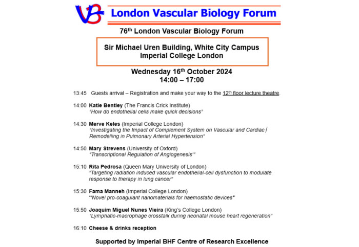 London Vascular Biology Forum Programme 2024