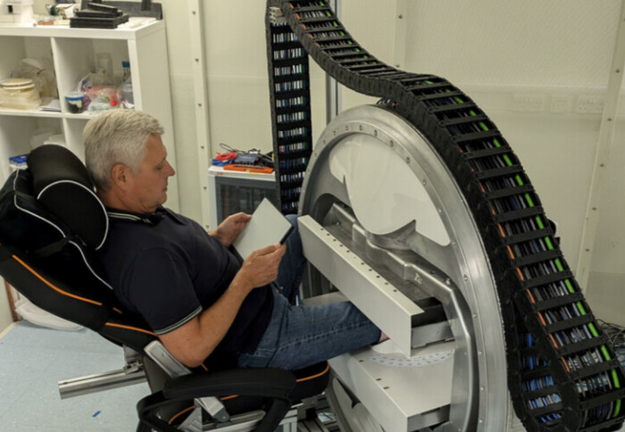 Magnet and volunteer during scanning