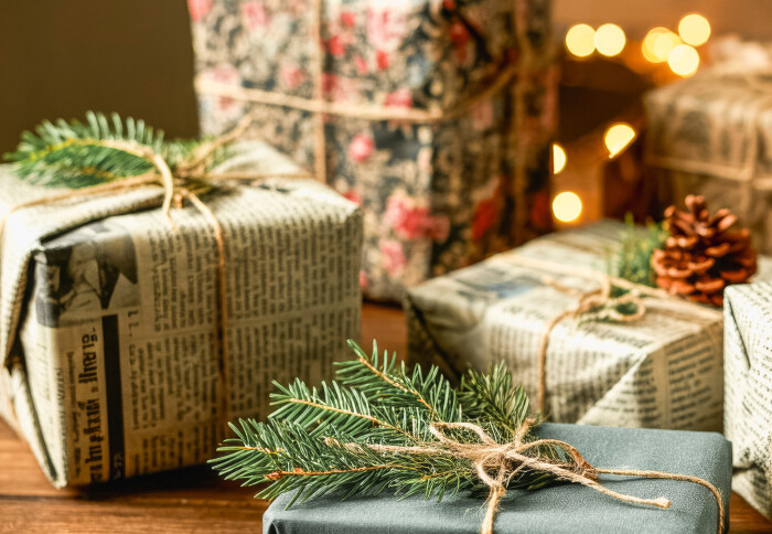 Boxes wrapped in newspaper