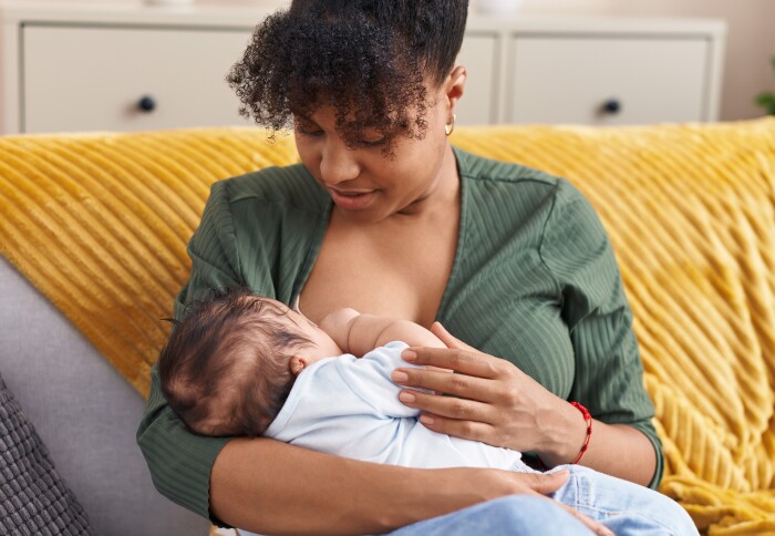 Woman breastfeeding her baby