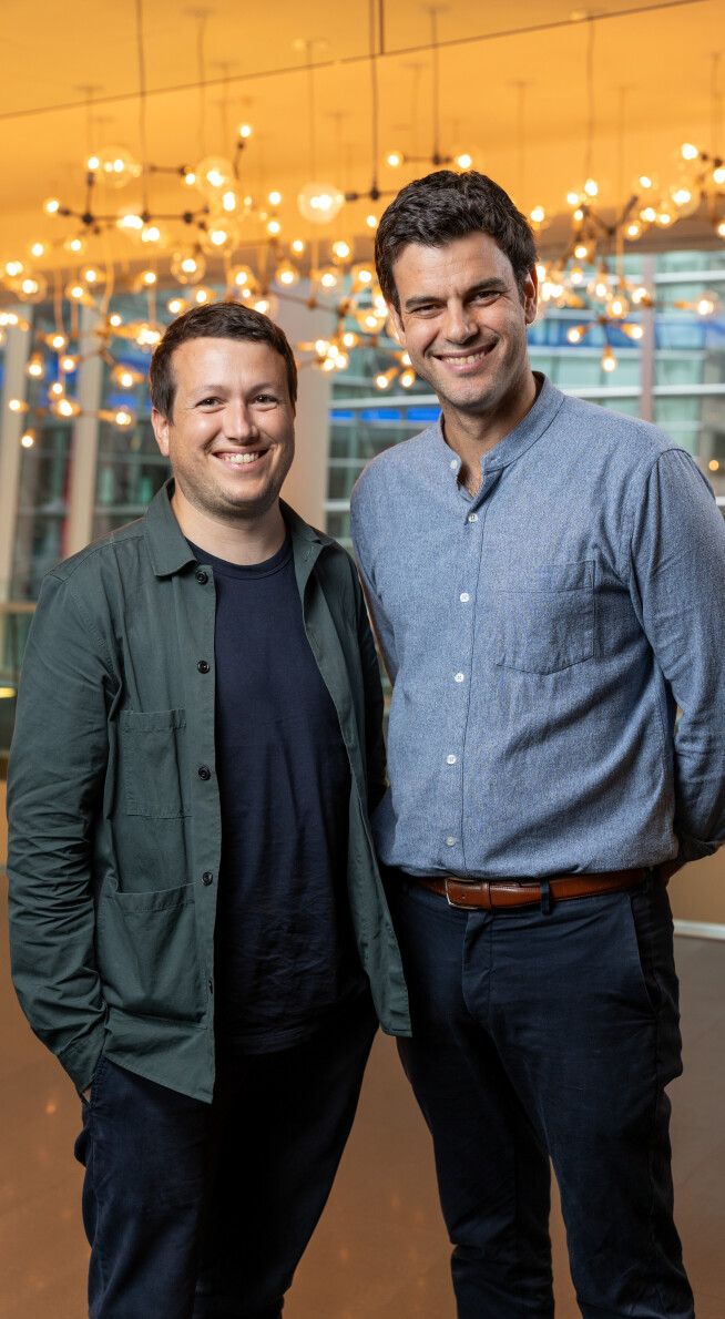 Notpla founders Pierre Paslier and Rodrigo Garcia Gonzalez