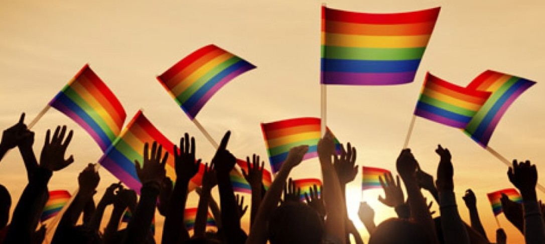 photo of waving LGBT flags