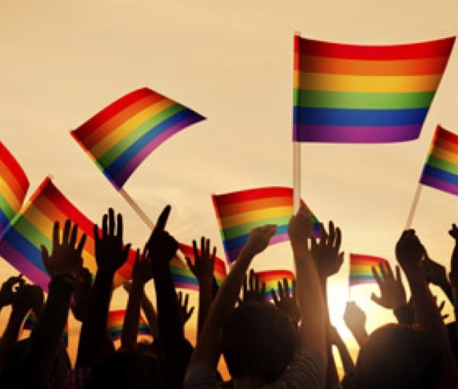 photo of waving LGBT flags