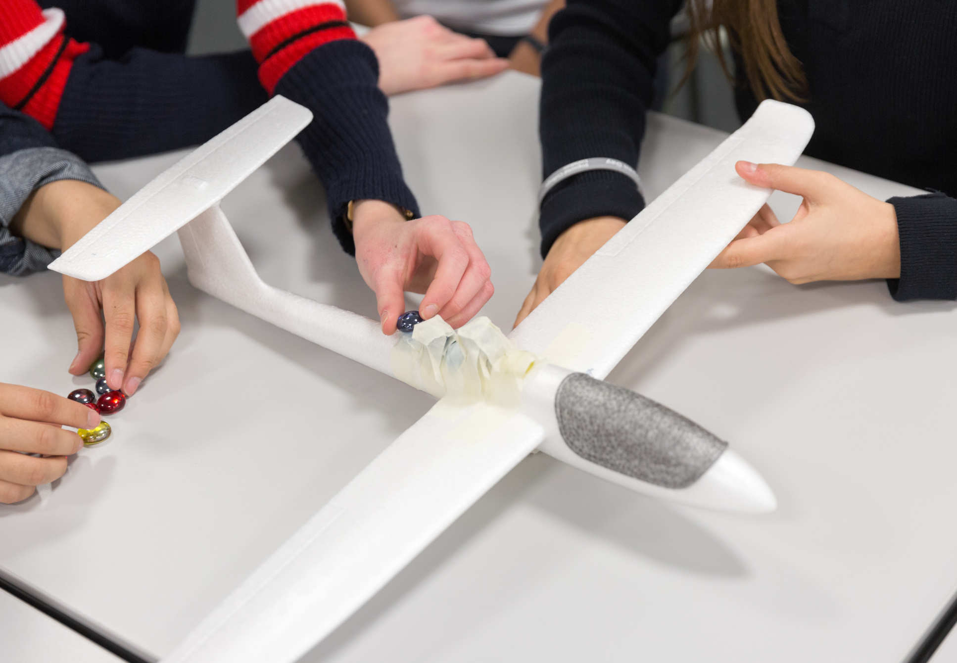 Close up of the plane designed and built by pupils