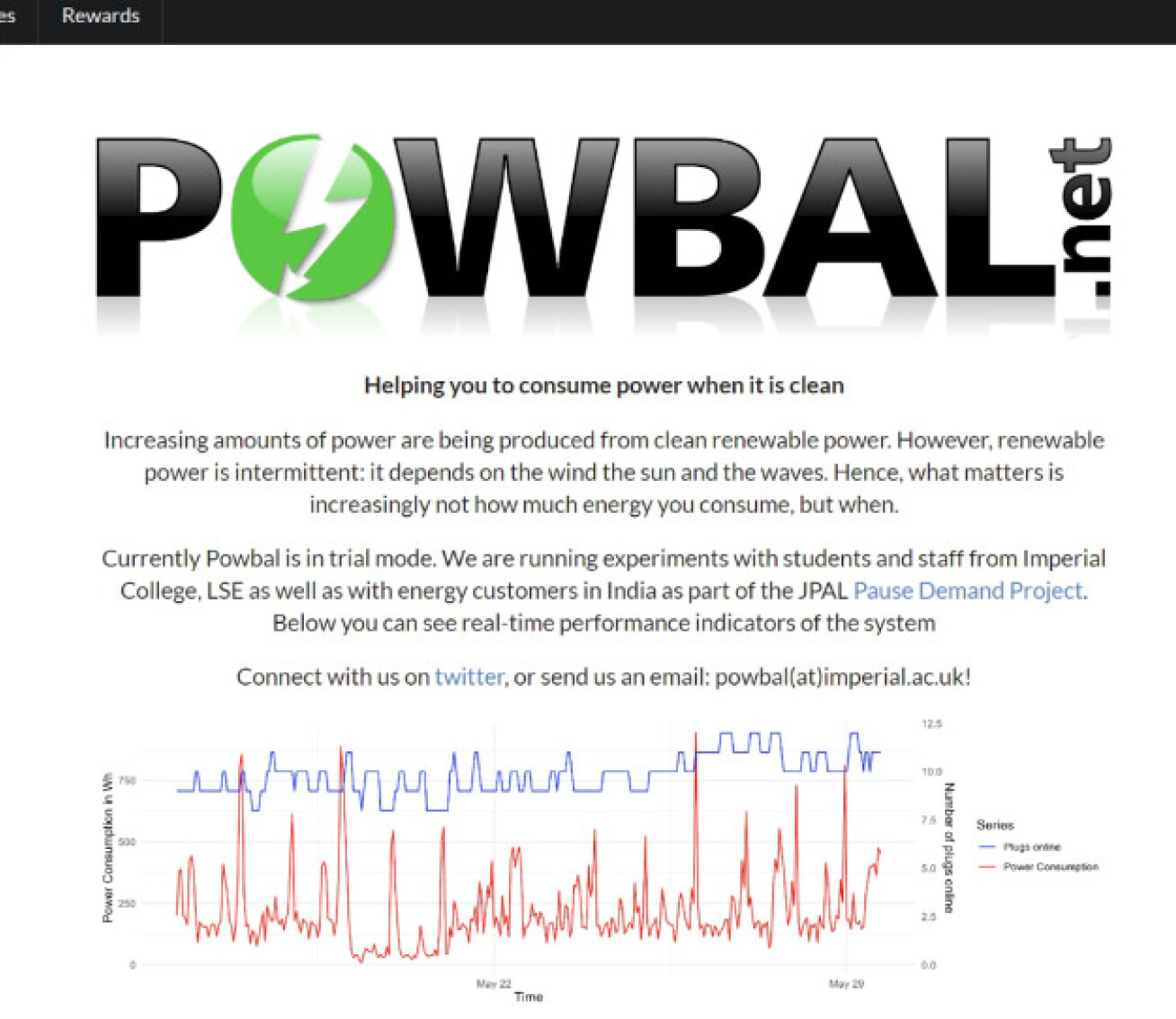 A screenshot of the POWBAL web platform used during the trial