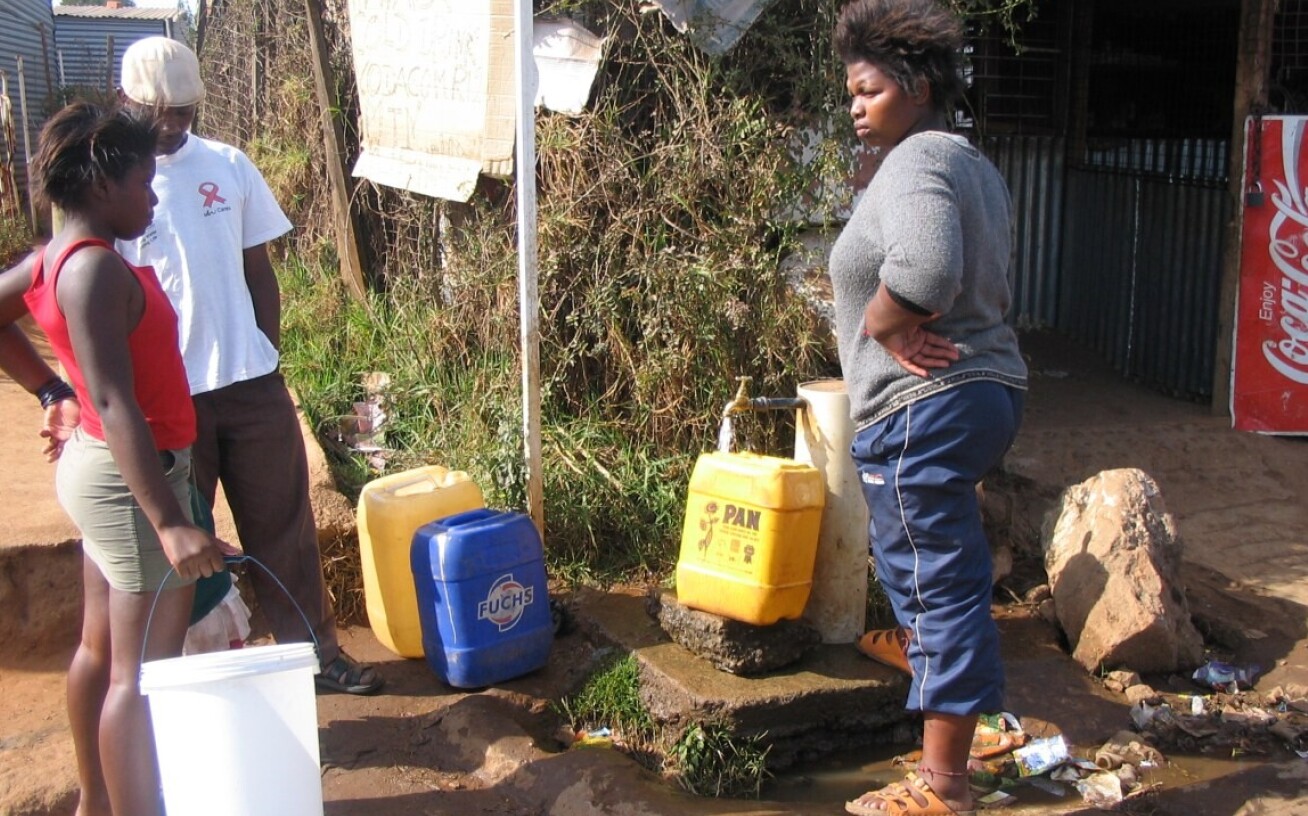 Residents at a water tap