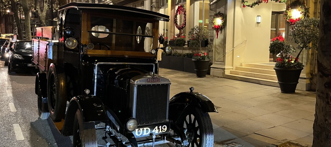 The RSMA truck and mascot pictured outside the Rembrandt Hotel at a past dinner 