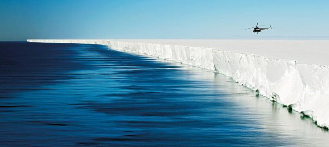 Image showing the ocean and a section of an Antarctic ice sheet.