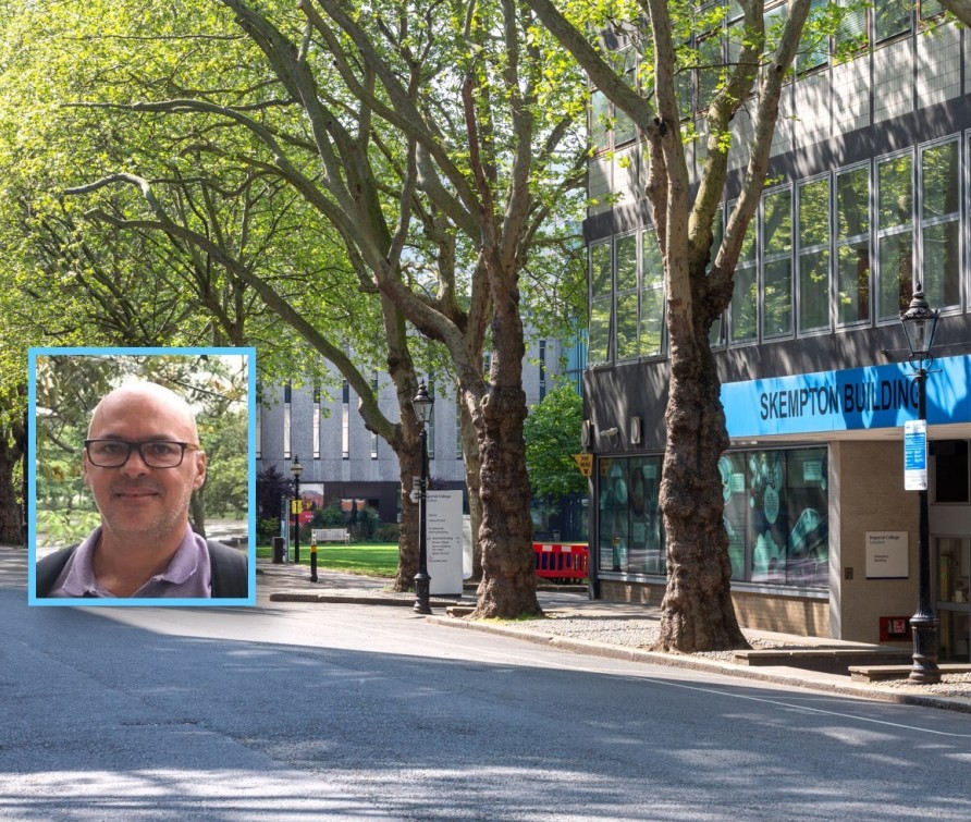 Image of speaker, background Skempton building