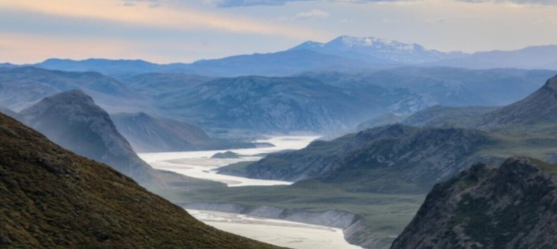 Landscape with mountains and lakes.