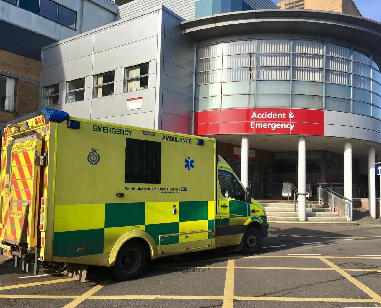 Ambulance outside an hospital